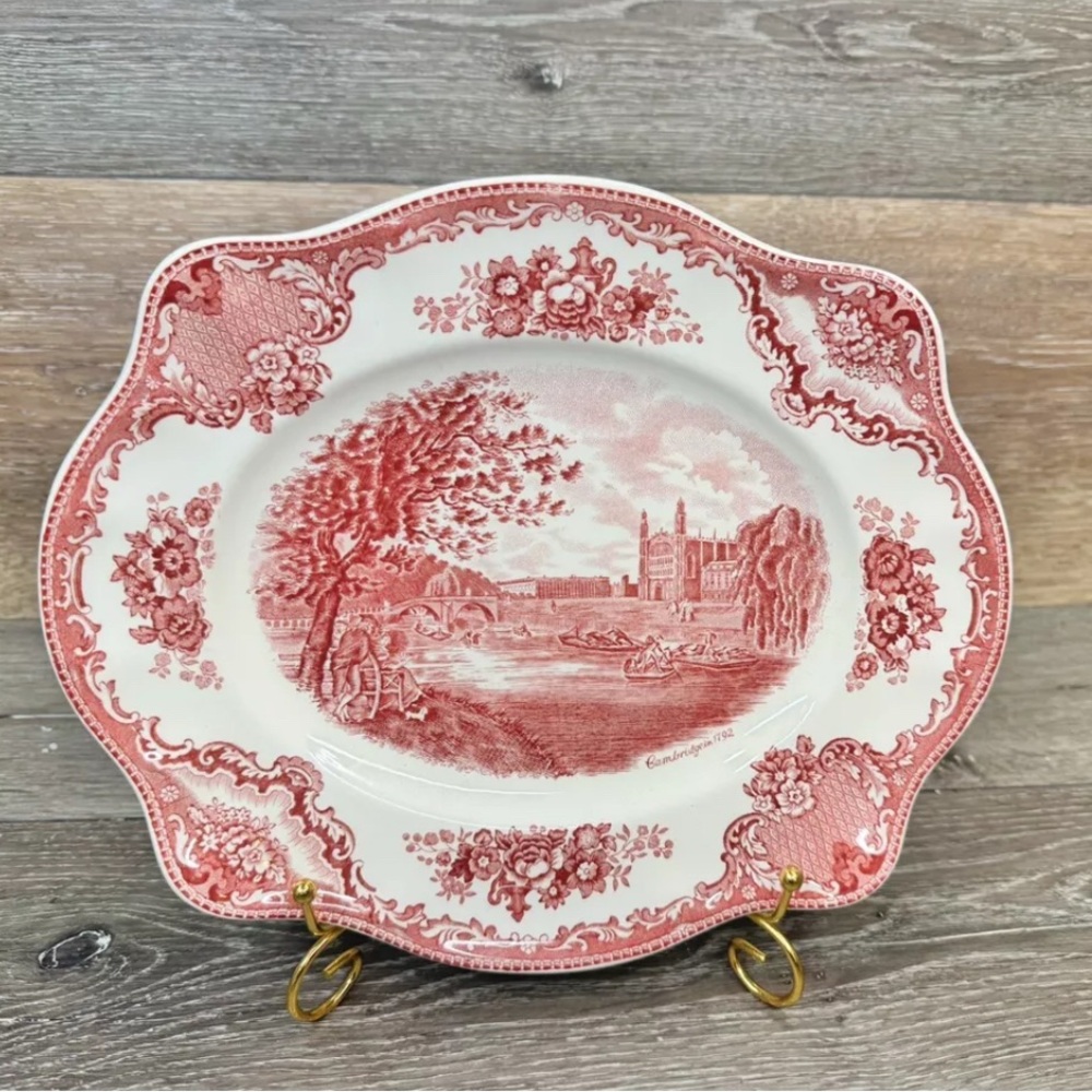 Johnson Bros Old Britain Castles Platter Red/White 11.5”x10”